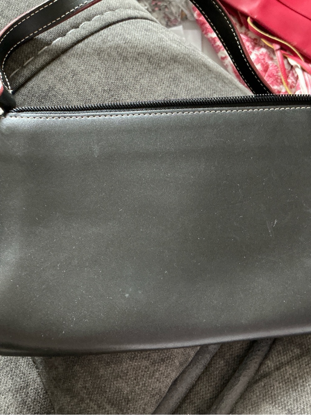 Lodis Black Leather Wristlet Clutch